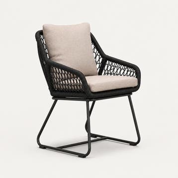 Dining Tuinstoel Cannes – Olefin Rope  Zwart & Sand  The Out, Verzenden, Nieuw