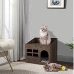 Houten Kattenhuis met Grot – Vintage Kattenbed met Kussen, Verzenden, Nieuw