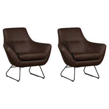 Set van 2 Leren fauteuils Fame - Rancho Brown (bruin), Huis en Inrichting, Fauteuils, Nieuw, Ophalen of Verzenden, 75 tot 100 cm