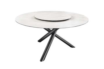 Ronde eettafel SPIN 150cm wit met 360° draaibaar serveerbord, Ophalen of Verzenden, Nieuw