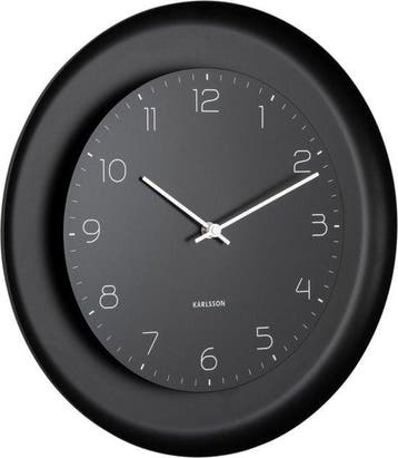 2dekans | Karlsson Wandklok Dual Disc - Zwart - Ø38cm -, Ophalen of Verzenden, Zo goed als nieuw