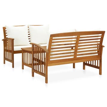 vidaXL 3-delige Loungeset met kussens massief acaciahout, Verzenden, Nieuw, Hout, Loungeset