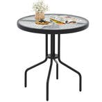 LIVSK Ronde Bistrotafel 70 cm - Gehard Glas met Parasolgat -, Huis en Inrichting, Tafels | Sidetables, Verzenden, Nieuw