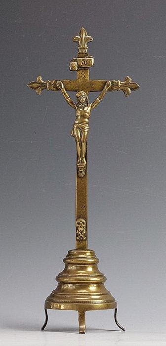Crucifix - Messing - 1700-1750 - Altaarkruis - 35 cm