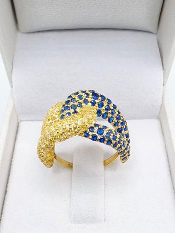 Zonder minimumprijs - Cocktailring - 9 kt. Zilver, Geel goud
