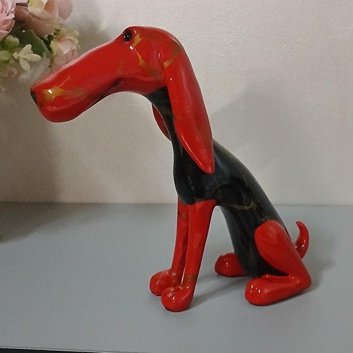 Beeldje - Teckels Pop Art - Hars, Antiek en Kunst, Curiosa en Brocante