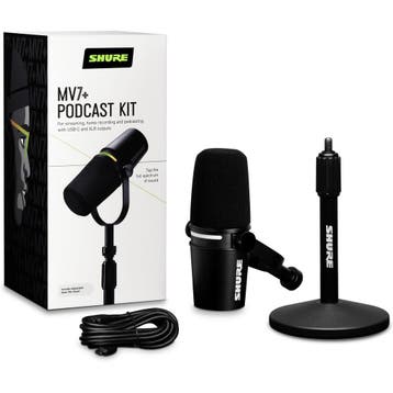 Shure MV7+ BNDL Speech Microphone Black + Stand, Ophalen of Verzenden, Nieuw, Overige typen