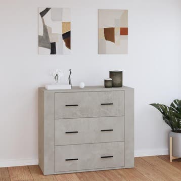 vidaXL Dressoir 80x33x70 cm bewerkt hout betongrijs, Verzenden, Nieuw, 50 tot 100 cm, 25 tot 50 cm
