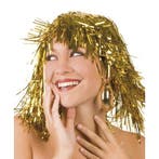 Lurex carnaval dames pruik goud - Pruiken unisex, Ophalen of Verzenden, Nieuw