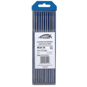 Wolfraam elektroden Most WC20 grijs 2,4mm doosje 10 stuks, Verzenden, Nieuw, Tig