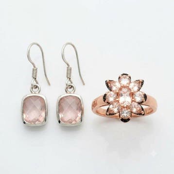 Zonder minimumprijs - 2-delige sieradenset Zilver - 6.90ct.