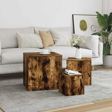 vidaXL Bijzettafels 3 st bewerkt hout gerookt eikenkleurig, Verzenden, Nieuw