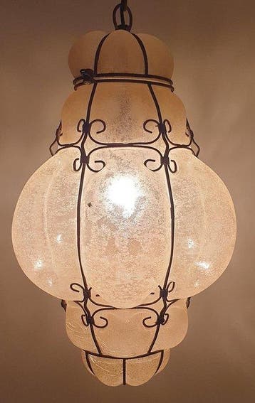 Gekooide hanglamp - Glas, Staal - Venetiaanse stijl hanglamp