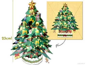 Kerstkaart vrijstaande versierde Kerstboom pop-up kaart, Verzenden, Nieuw