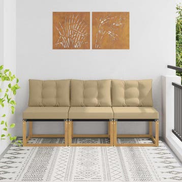 vidaXL 3 st Buiten Midden Sofa Massief acaciahout en, Verzenden, Nieuw, 3 zitplaatsen