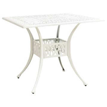 vidaXL Tuintafel 90x90x73 cm gietaluminium wit, Verzenden, Nieuw, Aluminium