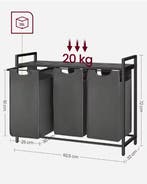 3-Vaks Wasmand met Plank – Uitschuifbare Waszakken en Frame, Verzenden, Nieuw