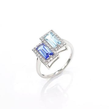 Eeuwigheidsring - 14 karaat Witgoud - 1.21ct. tw. Tanzaniet