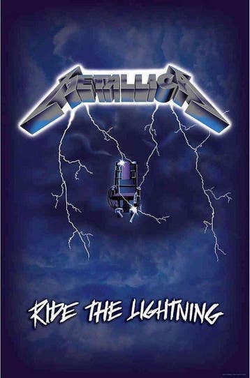 Metallica Ride the Lightning Textielposter off. merchandise, Ophalen of Verzenden, Nieuw, Poster, Artwork of Schilderij