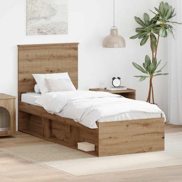 vidaXL Bedframe Artisanaal eiken 75 x 190 cm Massief, Eenpersoons, Bruin, Verzenden, Nieuw