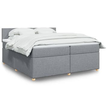 vidaXL Boxspring met matras stof lichtgrijs 200x200 cm, Huis en Inrichting, Slaapkamer | Bedden, Verzenden, Overige maten, 200 cm