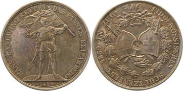Taler, daalder 5 Frank Schweiz in Zug 1869 prfr/stgl Land..., Verzenden
