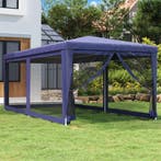 vidaXL Partytent met 6 mesh zijwanden 3x6 m HDPE blauw, Verzenden, Nieuw, Partytent