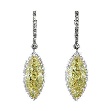 Oorbellen - 14 karaat Witgoud - 8.32ct. tw. Geel Diamant, Sieraden, Tassen en Uiterlijk, Oorbellen, Nieuw