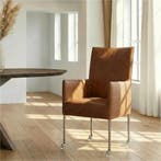 Leren eetkamerstoel Spark - Vintage Cognac (cognac) - Poten, Ophalen of Verzenden, Nieuw, Leer, Industrieel, Modern
