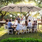 Dubbele Parasol Silia 460x270 cm met 3 windvakken - beige, Verzenden, Nieuw