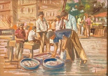 Andrea Patrisi (1954), Attr. - Pescatori a Napoli, Antiek en Kunst, Kunst | Schilderijen | Klassiek