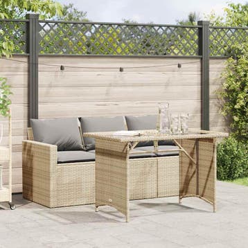 vidaXL 2-delige Tuinset met kussens poly rattan beige, Verzenden, Nieuw, Tuinset