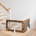 vidaXL Hondenhekje met standaards 2 pcs Gerookt eiken 100 x, Dieren en Toebehoren, Verzenden, Nieuw