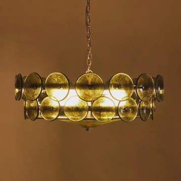 Lorenzo Design Kroonluchter - Italiaans Amber & Groen Art Gl, Verzenden, Nieuw