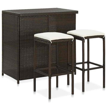 vidaXL 3-delige Barset poly rattan bruin, Verzenden, Nieuw
