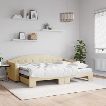 vidaXL Slaapbank met onderschuifbed en matrassen 80x200 cm, Huis en Inrichting, Slaapkamer | Bedden, Eenpersoons, Verzenden, Nieuw