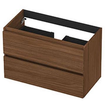 INK - Onderkast 2 Laden Greeploos met Houten Keerlijst -, Huis en Inrichting, Badkamer | Badkamermeubels, Ophalen of Verzenden