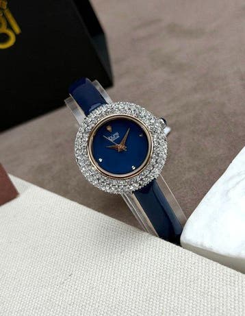 Burgi - Crystal Bezel Blue Dial Diamond Dial - Zonder, Nieuw