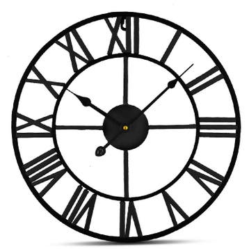 IvoQ Wandklok Zwart Metaal Romeins 40 cm, Huis en Inrichting, Woonaccessoires | Klokken, Verzenden, Nieuw