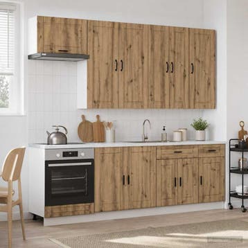 vidaXL Keukenblok PORTO 8 st Artisanaal eiken Bewerkt hout, Verzenden, Nieuw, Bruin