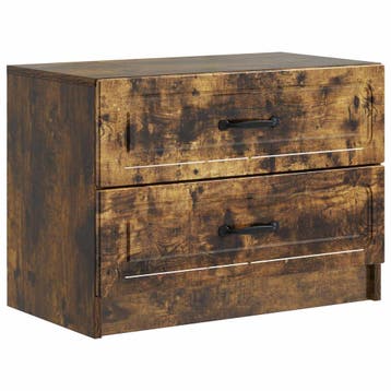 vidaXL Nachtkastje Gerookt eiken 62 x 34,5 x 44,5 cm Bewerkt, Minder dan 45 cm, Verzenden, Nieuw, Minder dan 55 cm