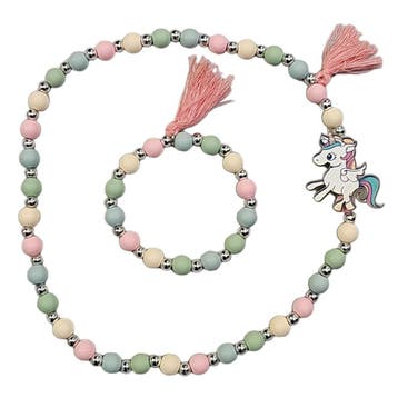 Fako Bijoux - Kinderketting en Armband - Hout - Eenhoorn, Verzenden, Nieuw