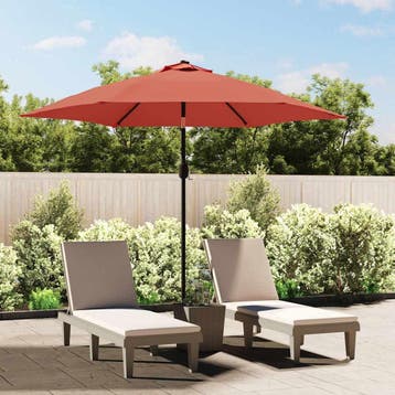 vidaXL Parasol met LED-verlichting en stalen paal 300 cm, Verzenden, Nieuw, 3 tot 4 meter