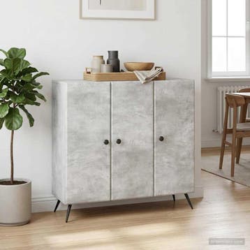 vidaXL Dressoir Betongrijs 89 x 34,5 x 80 cm Bewerkt hout, Verzenden, Nieuw, Overige houtsoorten, Minder dan 50 cm