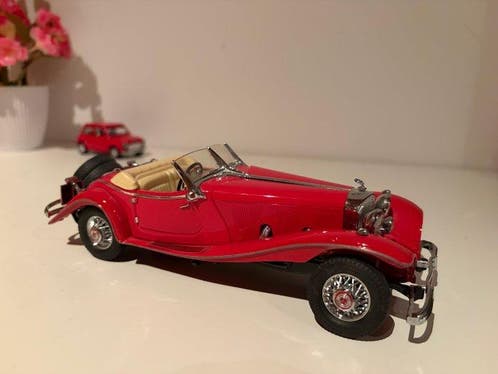 FRANKLIN MINT 1/24 - Mercedes Benz 300 SL Roadster 1960 Red Scale Model Car EUR 189,48 - FR