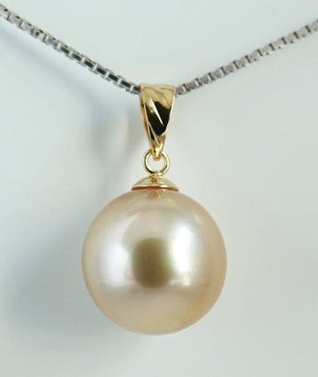 Hanger - 18 kt. Geel goud - Gouden Zuidzee Parel - Rond,