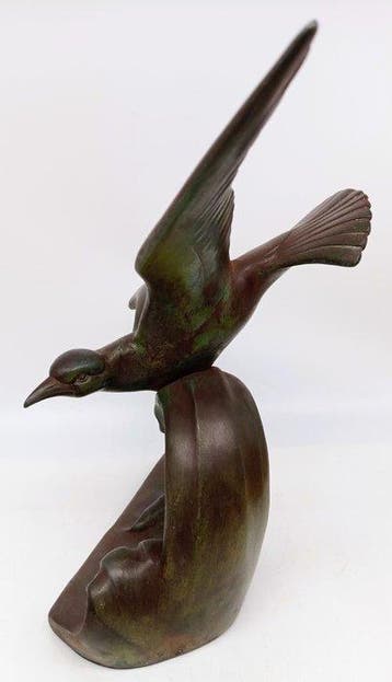 Beeld, Grande scultura in bronzo Gabbiano in volo - 31,5 cm, Antiek en Kunst, Curiosa en Brocante