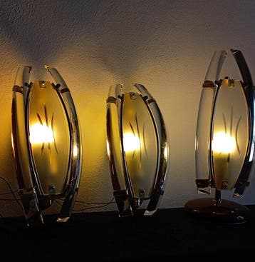 Wandlamp - Kristal, Glas, Messing - Hollywood Regency-stijl, Nieuw