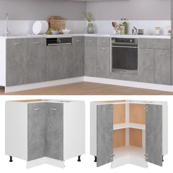 vidaXL Hoekonderkast Lyon 75,5x75,5x81,5 cm bewerkt hout, Huis en Inrichting, Keuken | Keukenelementen, Verzenden, Nieuw, Grijs
