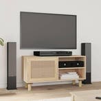 vidaXL Tv-meubel 80x30x40 cm massief grenenhout en rattan, Verzenden, Nieuw, 50 tot 100 cm, Minder dan 100 cm
